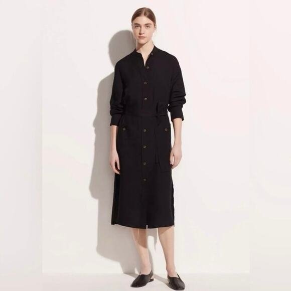 Vince Belted Button Down Dress in Black Size XXS - Picture 1 of 9